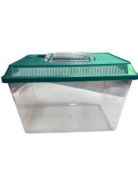 Lg Reptile & Insect Habitat Carrier W/ Lid & Handle - Green Ventilated Top C55